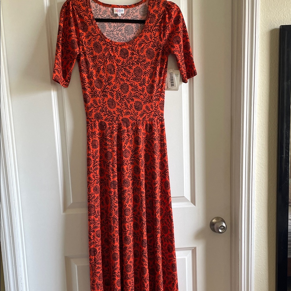 2 for $20 LuLaRoe Ana maxi dress orange and Black Floral XS NWT